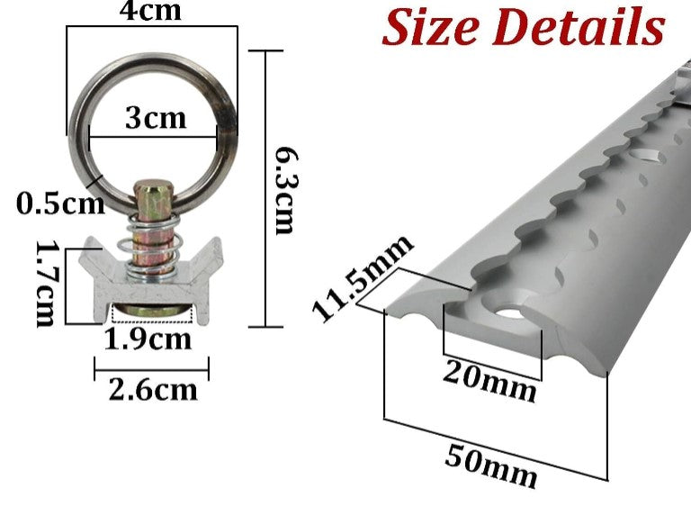 Airline Track Securing Rail / Anchor Track - Aluminium - Rounded - 10M