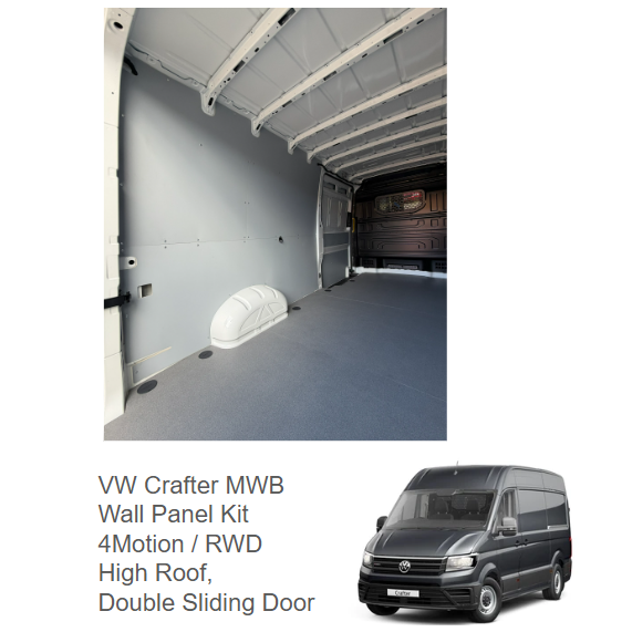VW Crafter MWB Wall Panel Kit — 4Motion/RWD High Roof, Dual Sliding Door