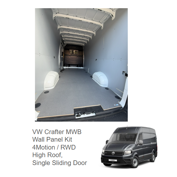 VW Crafter MWB Wall Panel Kit — 4Motion/RWD High Roof, Single Sliding Door
