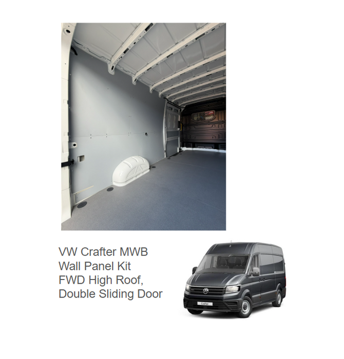 VW Crafter MWB Wall Panel Kit — FWD High Roof, Dual Sliding Door