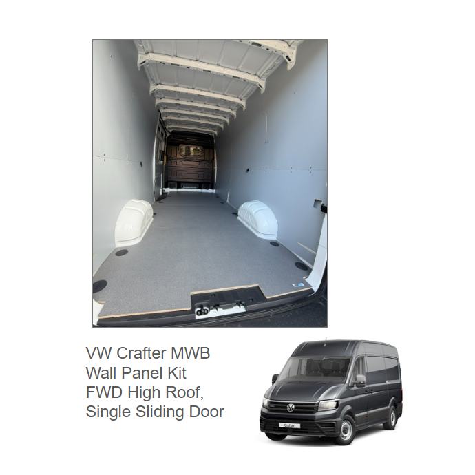VW Crafter MWB Wall Panel Kit — FWD High Roof, Single Sliding Door