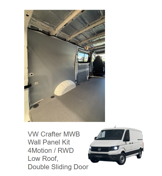 VW Crafter MWB Wall Panel Kit — 4Motion/RWD Low Roof, Dual Sliding Door