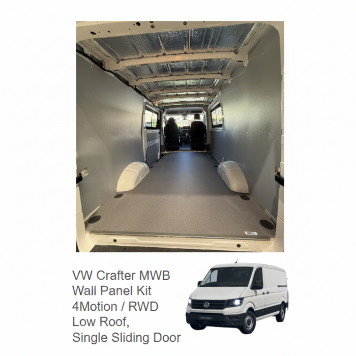 VW Crafter MWB Wall Panel Kit — 4Motion/RWD Low Roof, Single Sliding Door