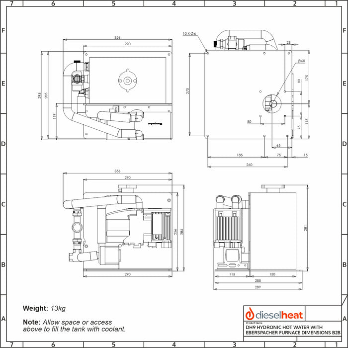 DH9Duo Compact Diesel Hot Water System with 1.8kW Ducted Air Heater