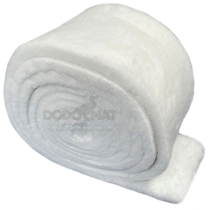 Roll of white protective padding with a brand logo on a white background