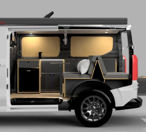 Eco Camper Adventurer Fit out with Birch Ceiling and Wall Panels with Lighting - SWB - VW T7 Transporter / Ford Transit Custom V710