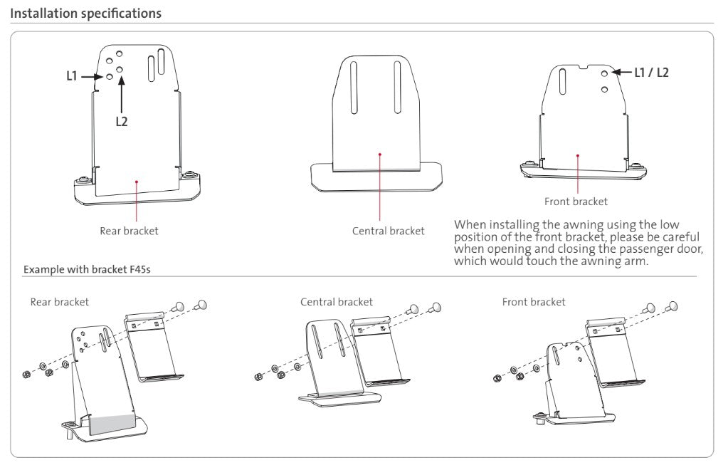 Fiamma F45s Mounting Kit for VW T7 Transporter / T7 Caravelle / Ford Transit Custom V710 / Ford Tourneo 2023+