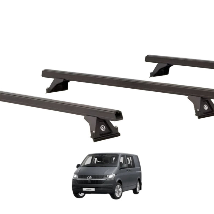 Genuine VW Commercial Roof Bars (Black) 3-Bar System for T6/T6.1 Transporter – Standard Roof