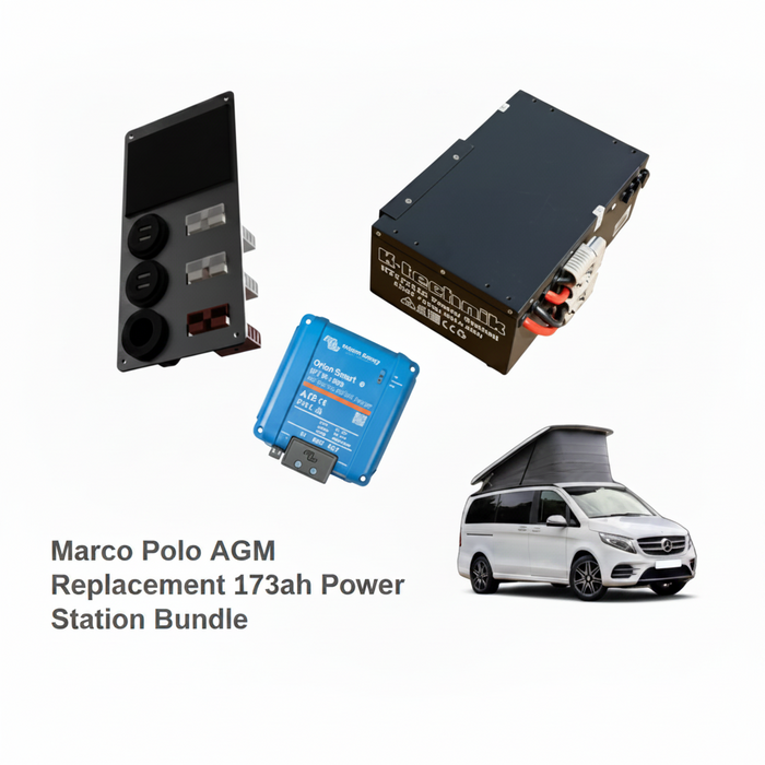 K-technik 12V 173Ah LiFePO4 Smart Lithium Power Station For Mercedes Marco Polo AGM Replacement with Orion XS 50A Bundle