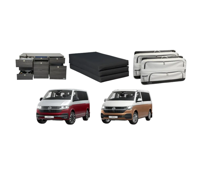 VanEssa Mobilcamping Kitchen & Mattress & Packbag Bundle For VW T5/T6/T6.1 Multivan / California