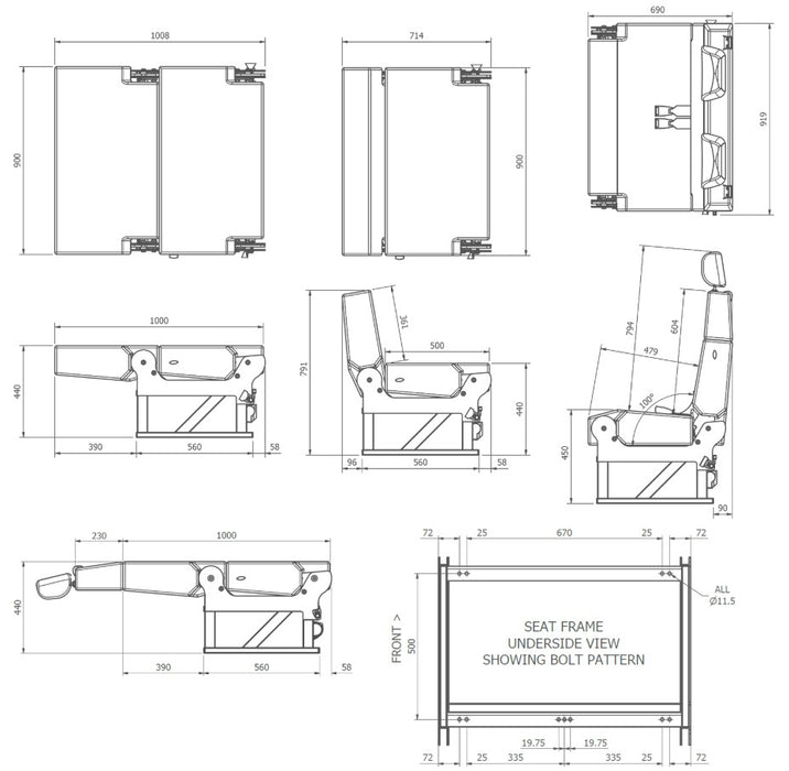 Additional Double Seating that forms a Double Bed for Campervans - MSF280