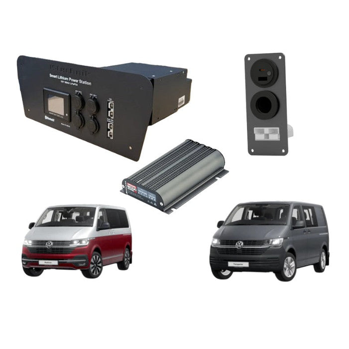 T6.1 Transporter and Multivan K-technik 12v 173ah LifePO4 Smart Lithium under-seat Power station Bundle