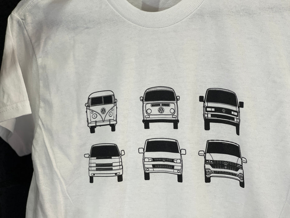 KombiLife T-shirt Evolution of the Kombi Bus OUTLINE White Shirt