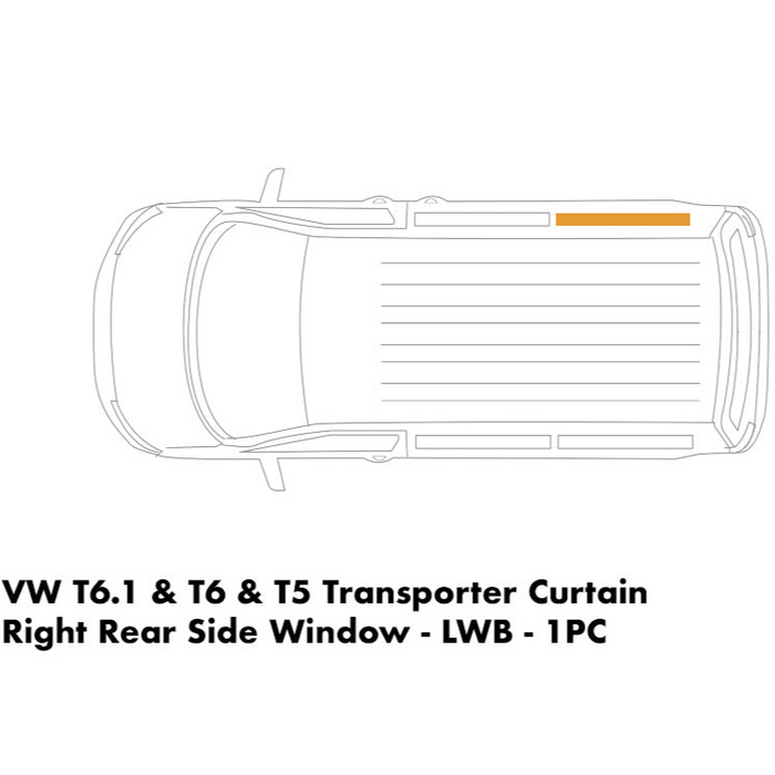 VW T6.1 & T6 & T5 Transporter LWB Curtain - Right Rear Side Window - 1 PC