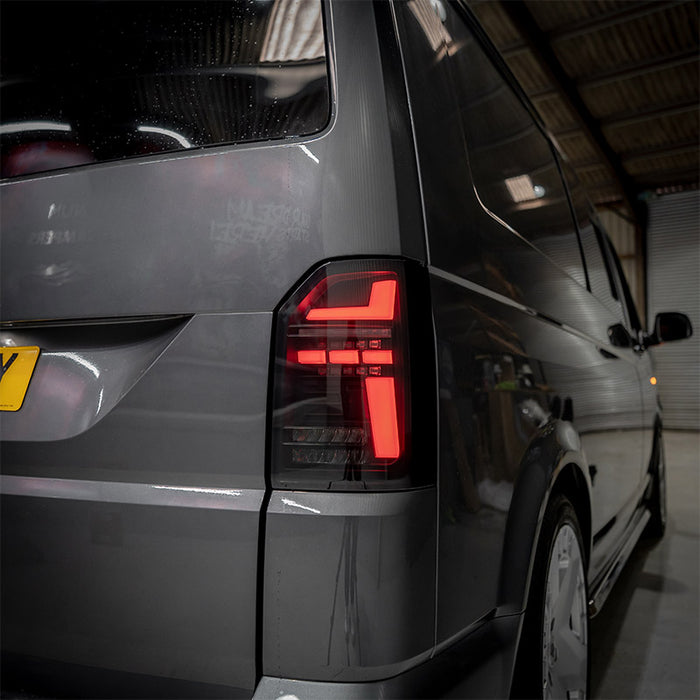 VW T6.1 – Rear Lights – Sequential Indicator – LED – Tailgate – Black Smoke
