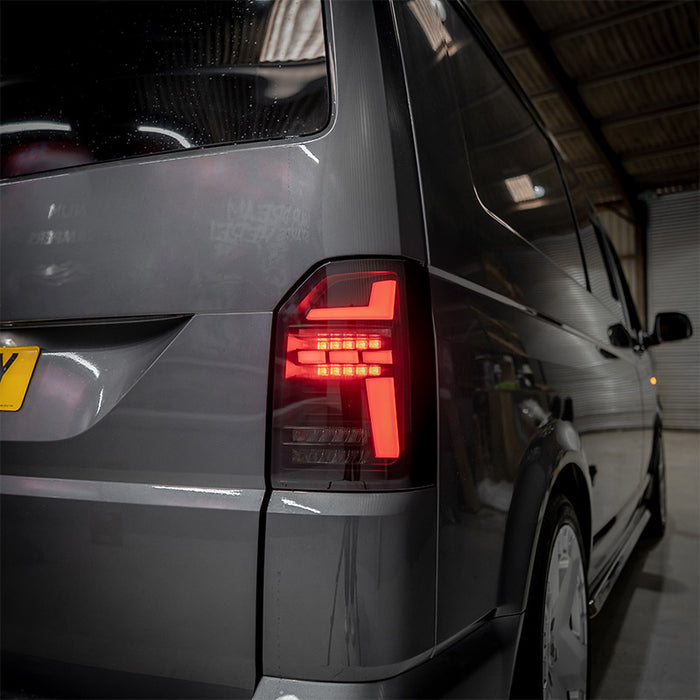 VW T6.1 – Rear Lights – Sequential Indicator – LED – Tailgate – Black Smoke