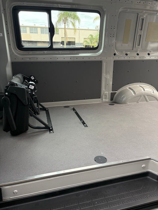 VW Crafter Premium Plywood Timber Floor MWB 4Motion with Edge Protection view rom the side 