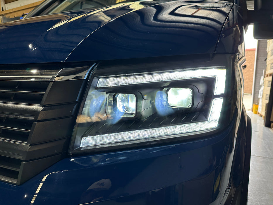 VW Crafter LED DRL Headlights with Sequential Indicators (includes LED bulbs) – BLACK - KIT