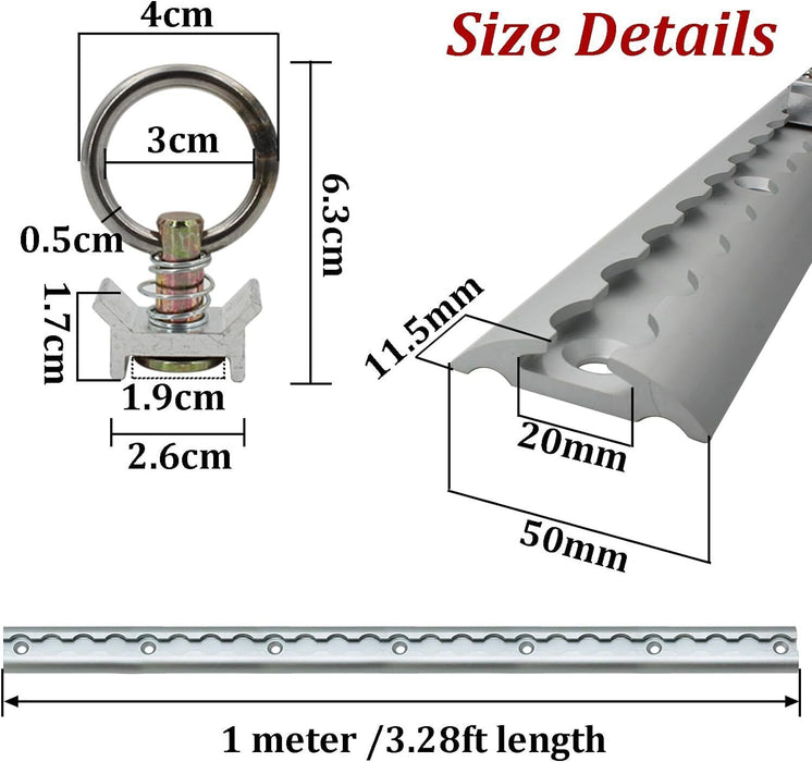 Airline Track Securing Rail / Anchor Track - Aluminium - Rounded - 1M