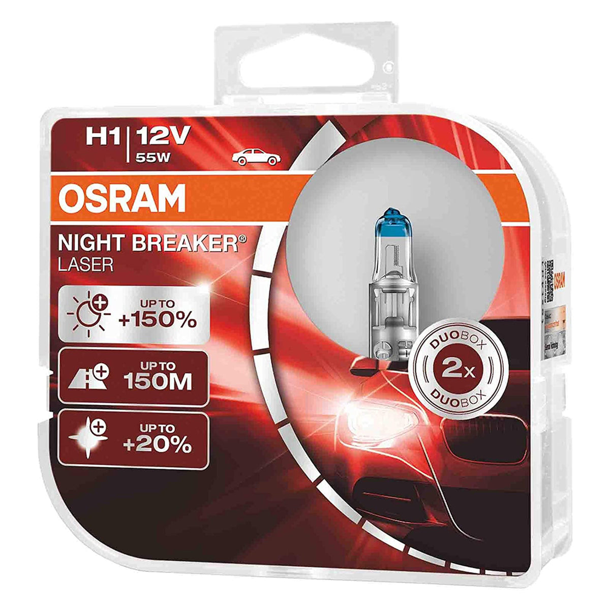 Osram – Laser Headlight Bulbs – Night Breaker – H1 – +150% (Twin