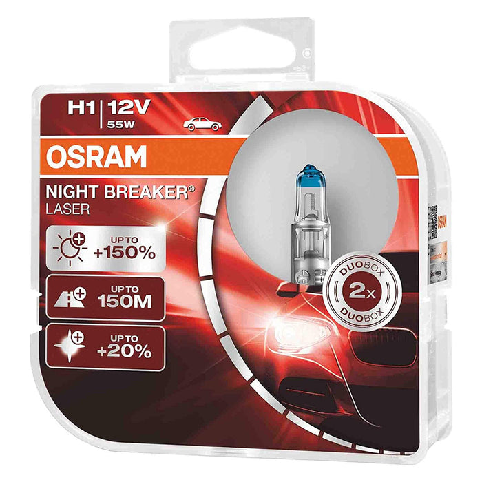 Osram – Laser Headlight Bulbs – Night Breaker – H1 – +150% (Twin Pack)