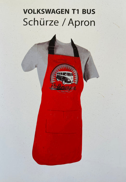 VW T1 BUS APRON IN GIFT BOX - VINTAGE RED LOGO/BLACK