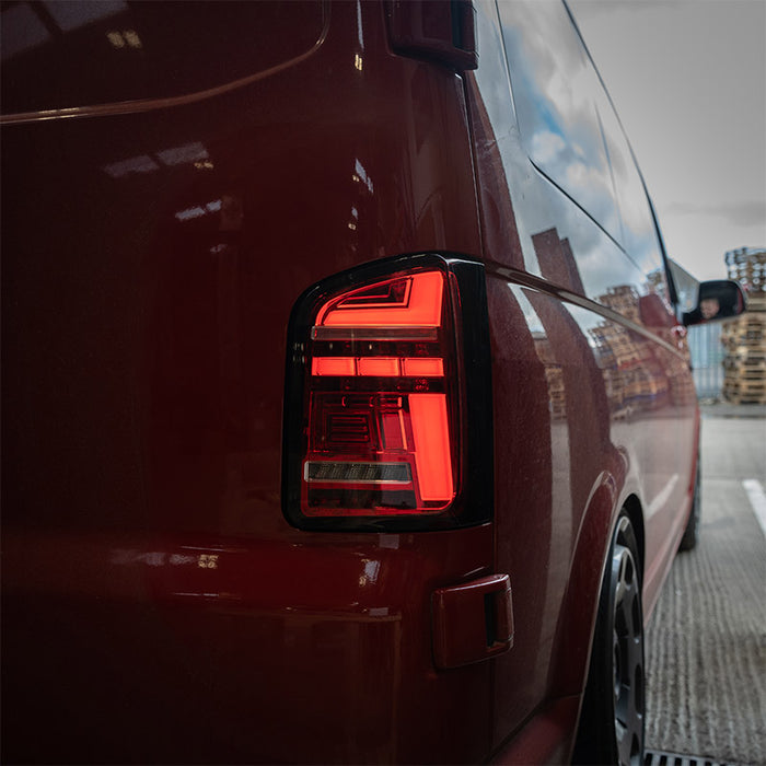 VW T6 – Rear Lights – Sequential Indicator – LED – Barn Door – Red (T6.1 Style)