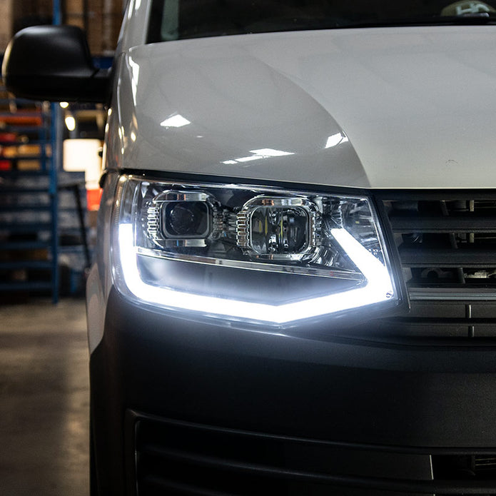 VW T6 LED DRL V3 Headlights with Sequential Indicators (includes bulbs) – CHROME