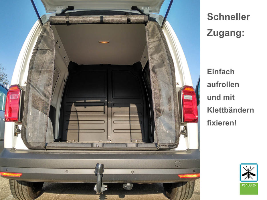 Mosquito Net VW Caddy REAR from 2010-2020 with Integrated Zippers