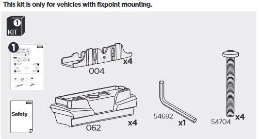 Thule Mounting Kit for Roof Fix Points - VW Transporter -  T5 & T6 & T6.1