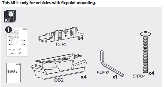 Thule Mounting Kit for Roof Fix Points - VW Transporter - T5 & T6 & T6 ...