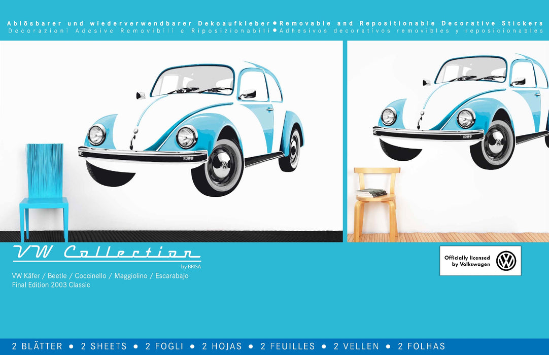 VW Beetle Wall Sticker / Tattoo - Blue