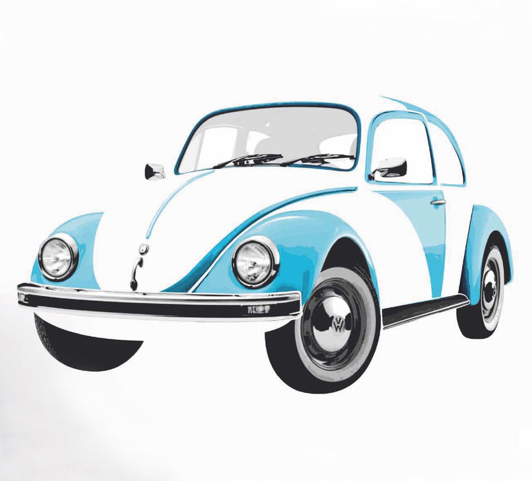 VW Beetle Wall Sticker / Tattoo - Blue