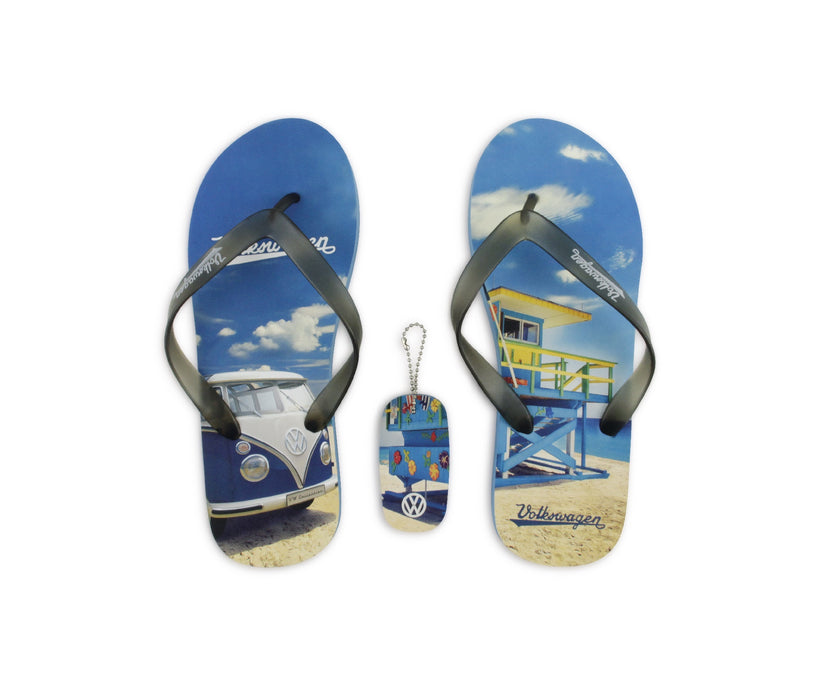 VW T1 Bus Beach Thongs / Sandals (EU 42/43) - Beachlife - Blue ...