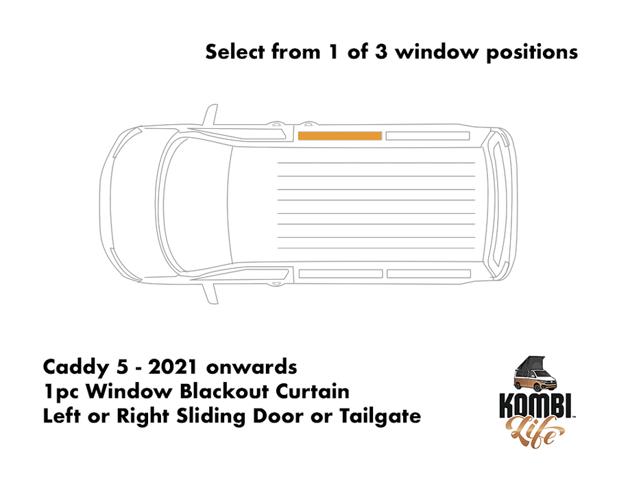 Caddy 5 - 2021 onwards - 1pc Window Blackout Curtain - Tailgate or Left or Right Sliding Door