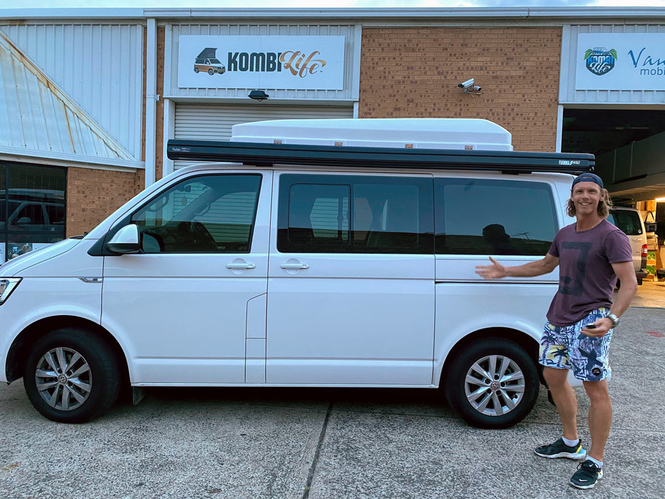 fiamma markise t6 california Fiamma F45s 3.0m wind-out Cassette Awning for SWB/LWB Multivan, Transp — KombiLife Australia