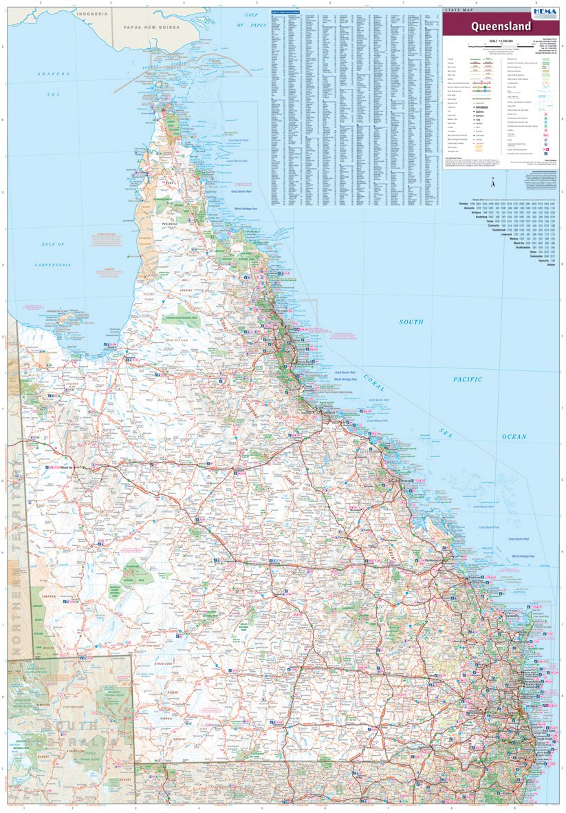 Hema Maps Queensland State Supermap - 1000x1430 - Laminated — KombiLife ...