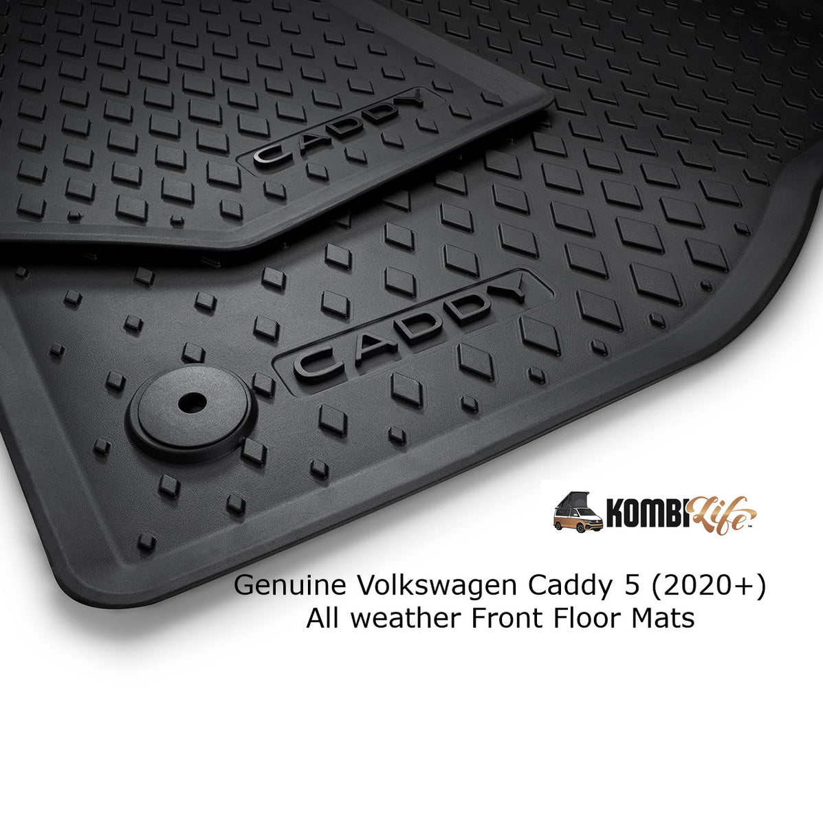 Front Cabin Rubber Floor Mats for VW Caddy 5 (2020+) Genuine