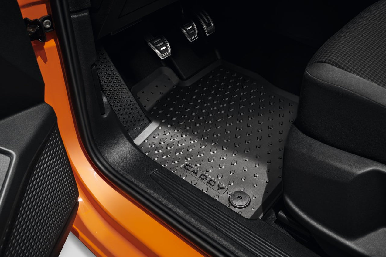 Front Cabin Rubber Floor Mats for VW Caddy 5 (2020+) Genuine Volkswagen — KombiLife Australia
