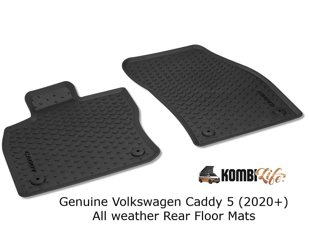 Rear Cabin Rubber Floor Mats for VW Caddy 5 (2021+) Genuine