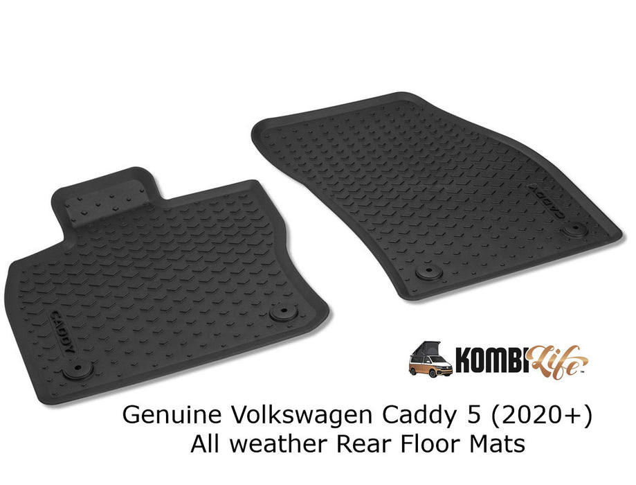 Genuine VW Rubber Floor Mats REAR CABIN for Caddy 5 - 2021+ - Genuine Volkswagen