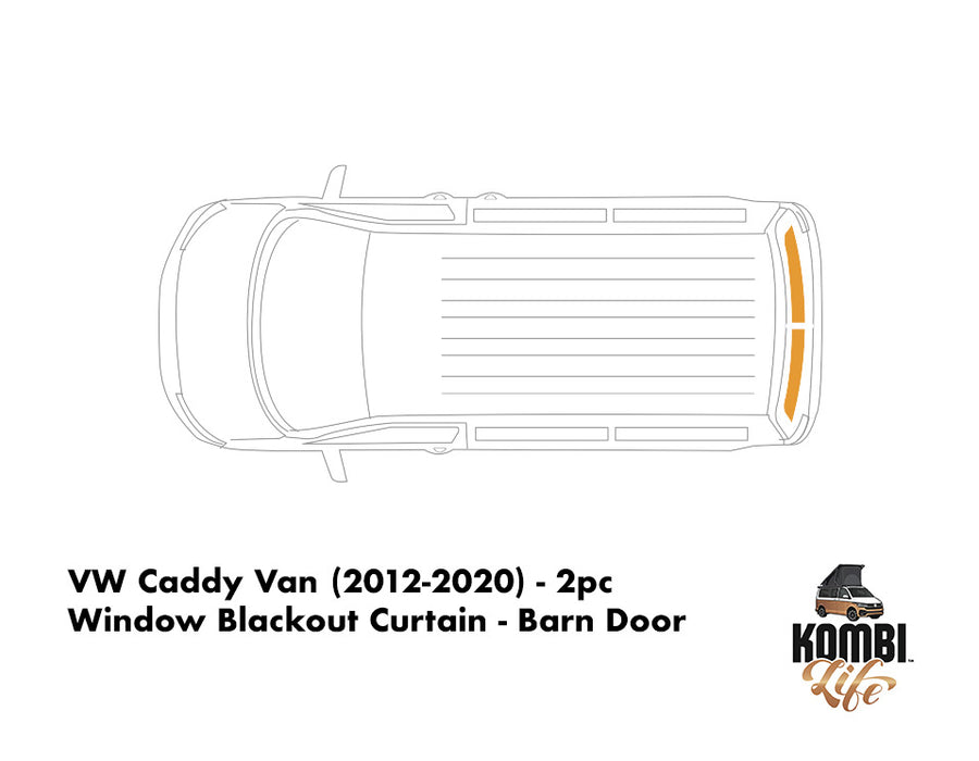 VW Caddy Van (2012-2020) - 2pc Window Blackout Curtain - Barn Door