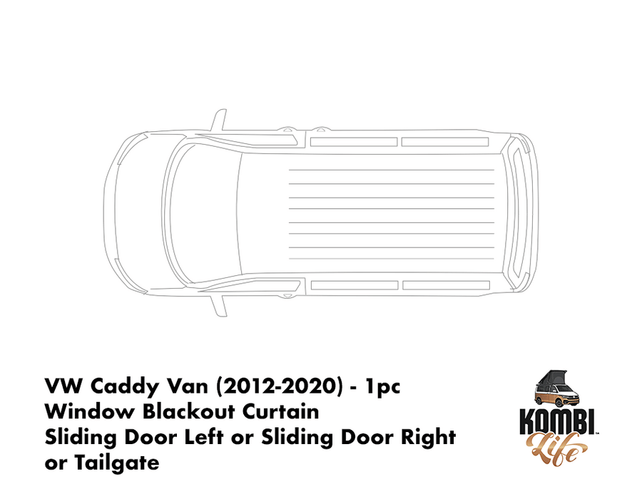 VW Caddy Van (2012-2020) - 1pc Window Blackout Curtain - Sliding Door Left or Right or Tailgate