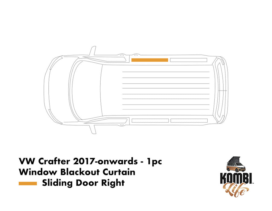 VW Crafter (2017-onwards) - 1pc Window Blackout Curtain - Sliding Door Left or Right or Non-Sliding Door Right