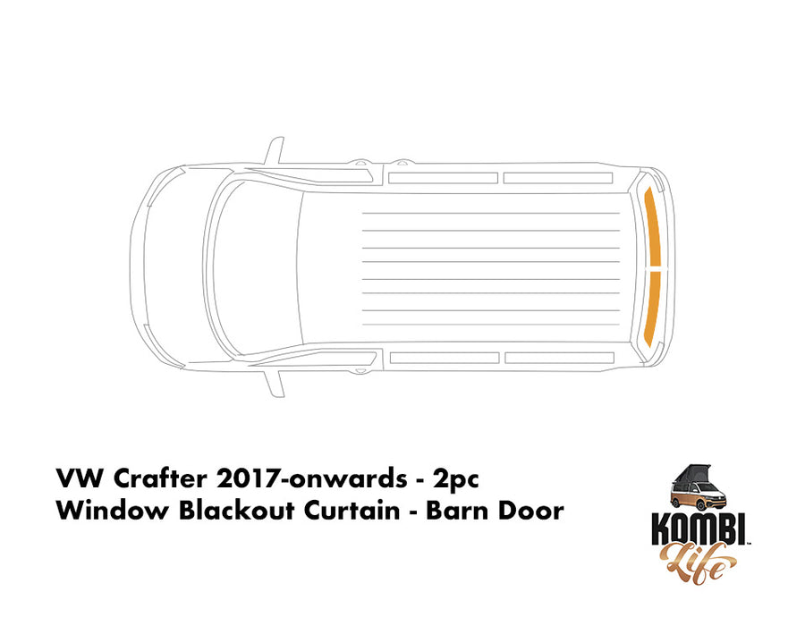 VW Crafter (2017-onwards) - 2pc Window Blackout Curtain - Barn Door