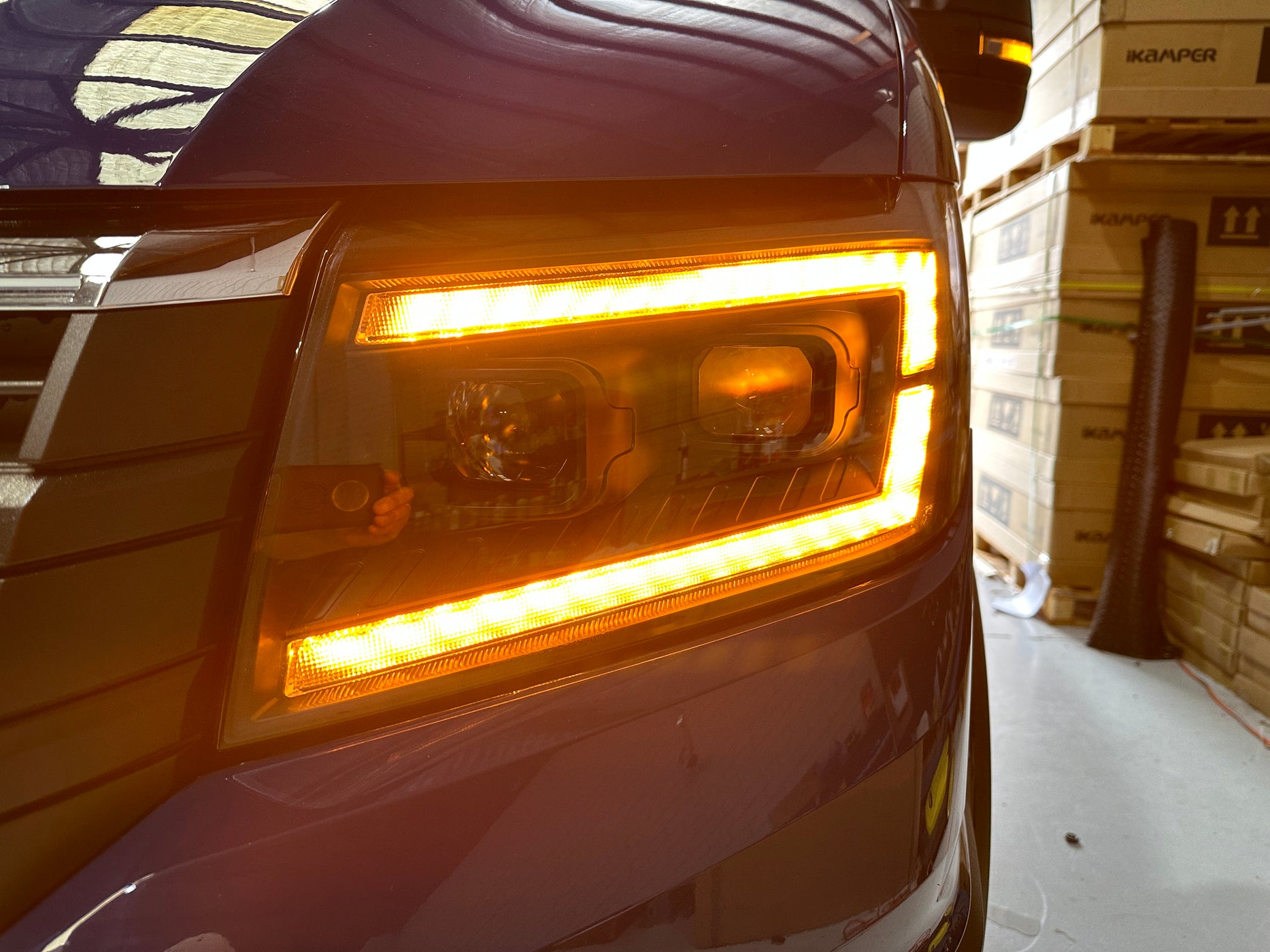 VW Crafter LED DRL Headlights with Sequential Indicators BLACK