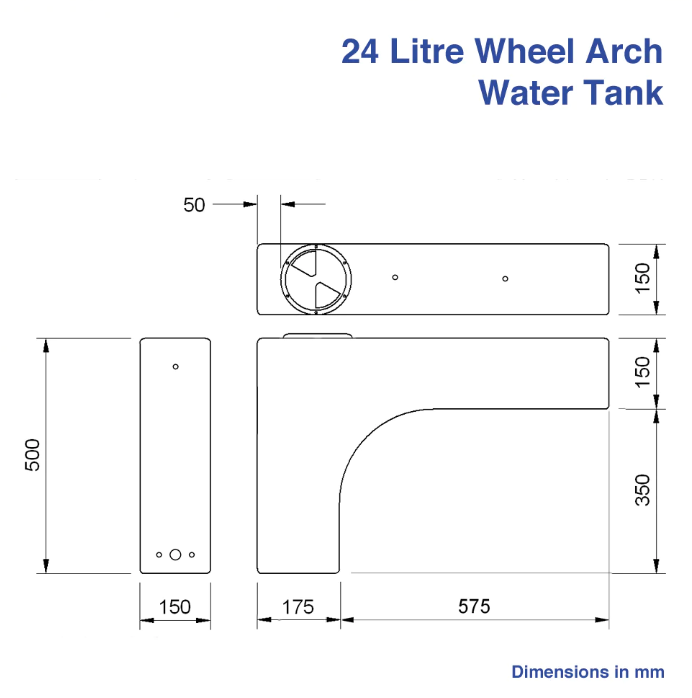 VW Transporter 24.2 Litre Wheel Arch Water Tank