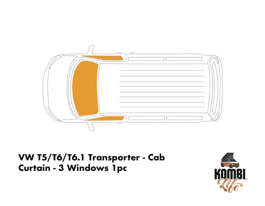 VW T5/T6/T6.1 Transporter - Cab Curtain - 3 Windows 1pc